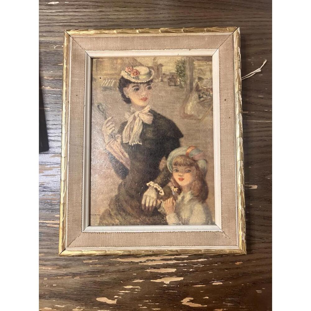 PAIR of Vintage PORTRAIT Victorian LADY Framed PRINTS by HULDAH Free Ship